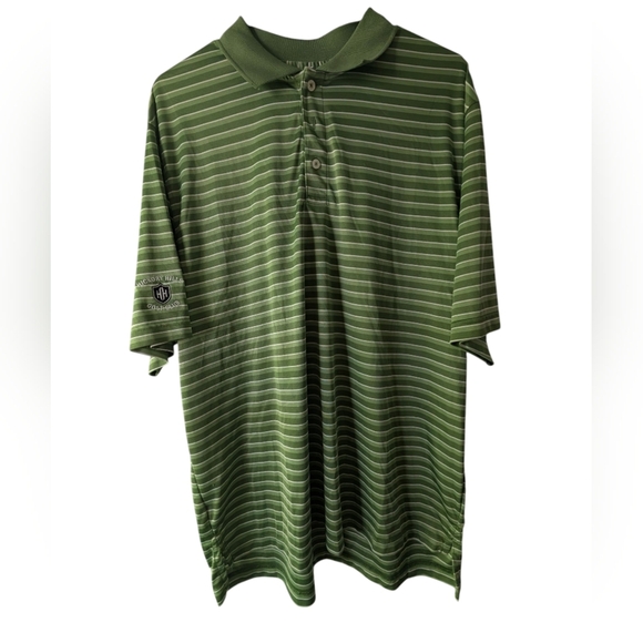Two Tone Green Striped Men's Polo Shirt - Picture 1 of 4
